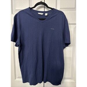 Calvin Klein T Shirt Men Lg‎  T Shirt Navy Striped cotton
